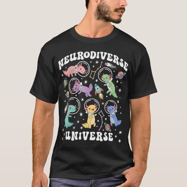 Neurodiversum Axolotl Rymd Autism Aba T Shirt (Framsida)