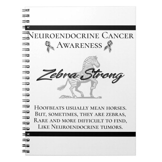 Neuroendocrine Cancer Awareness Zebra Strong Anteckningsbok (Framsidan)