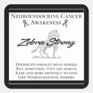 Neuroendocrine Cancer Awareness Zebra Strong Fyrkantigt Klistermärke