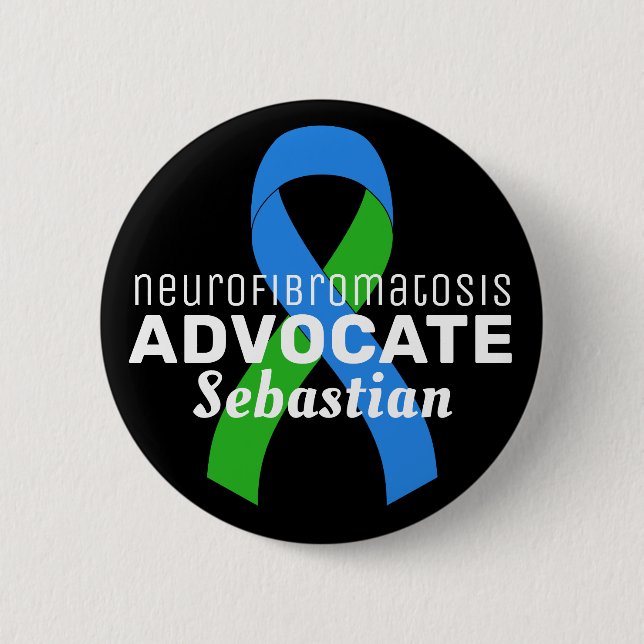 Neurofibromatos Advocate Ribbon Black Button Knapp (Framsida)