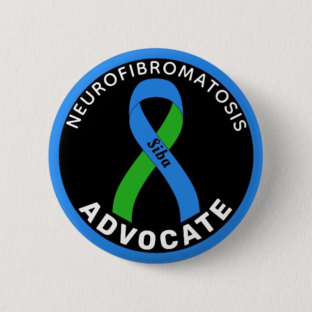 Neurofibromatos Advocate Ribbon Black Button Knapp (Framsida)