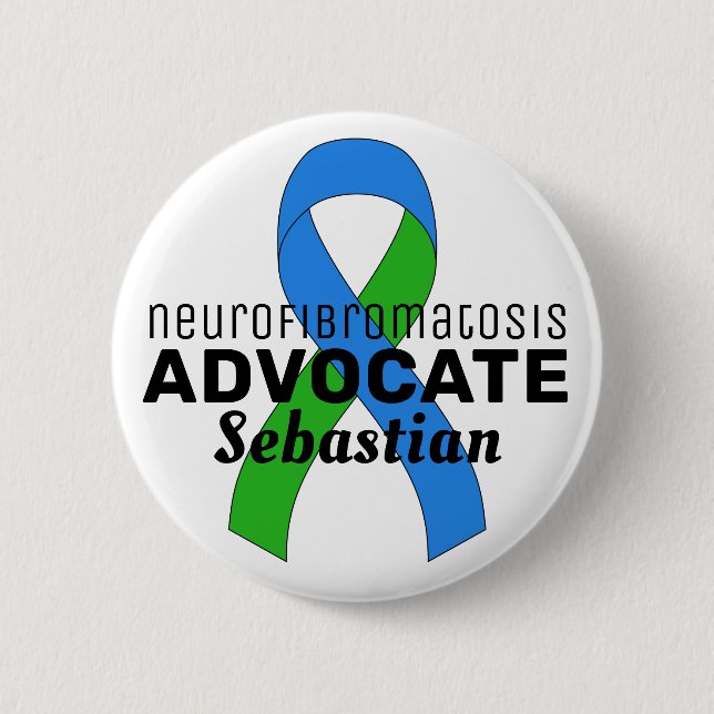 Neurofibromatos Advocate Ribbon White Button Knapp (Framsida)