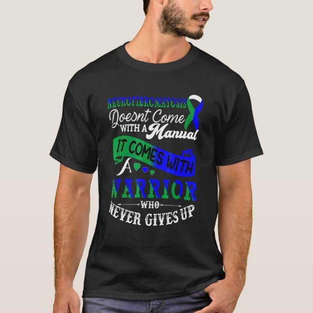 Neurofibromatosis Awareness Blue & Green Ribbon Wa T Shirt (Framsida)