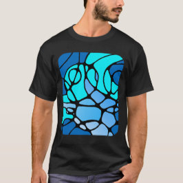 Neurografik blau modernes abstraktes Design T Shirt