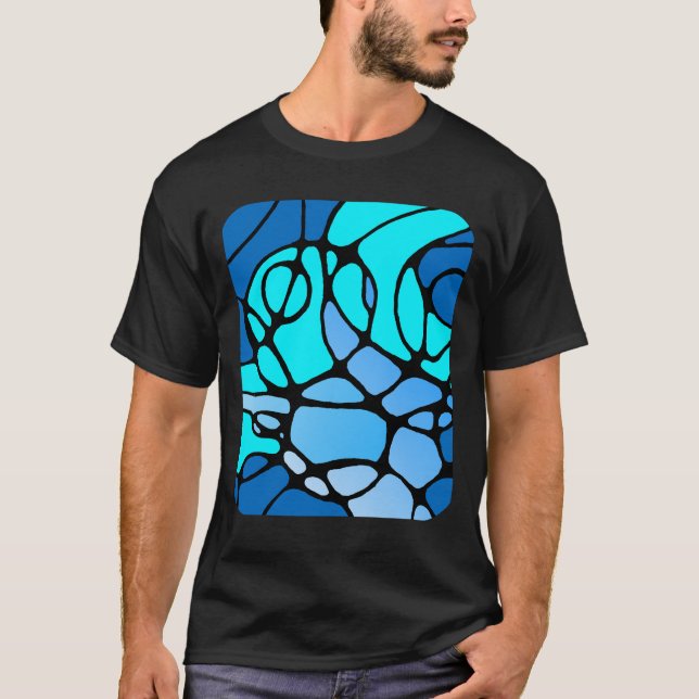 Neurografik blau modernes abstraktes Design T Shirt (Framsida)