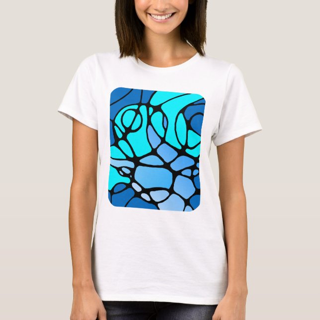 Neurografik blau modernes abstraktes Design T Shirt (Framsida)