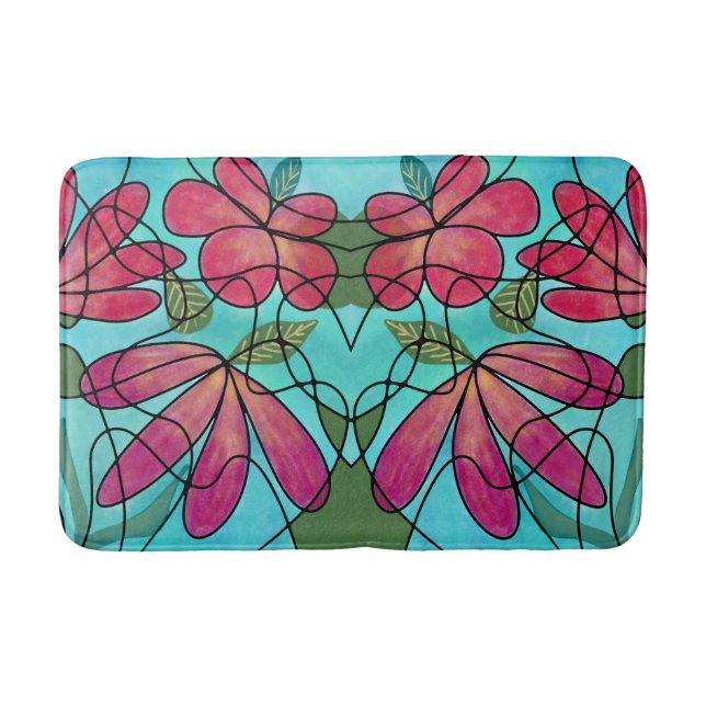 NEUROGRAFISKA VÅR BLOMMOR VATTENFÄRGER BADRUMSMATTA (Framsidan)