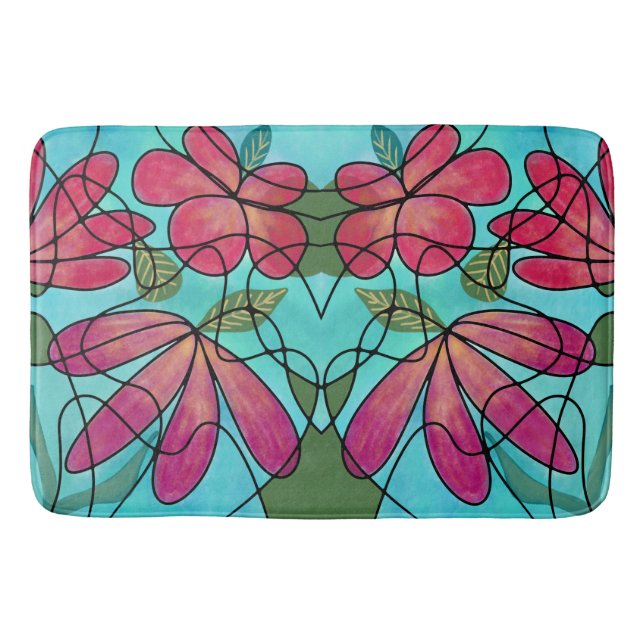 NEUROGRAFISKA VÅR BLOMMOR VATTENFÄRGER BADRUMSMATTA (Framsidan)