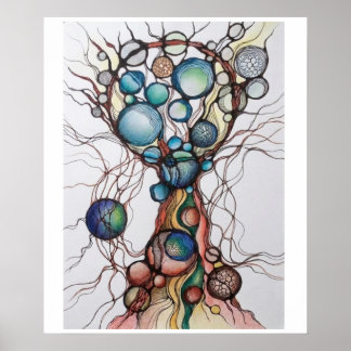 Neurografiskt Träd des Liv Abstrakt Mat Poster