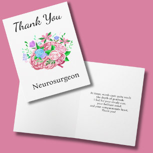 Neurokirurg Tack Hjärna Med Blommor Kort