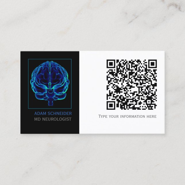 Neurolog Blue Brains Medical QR CODE Business C Visitkort (Framsida)
