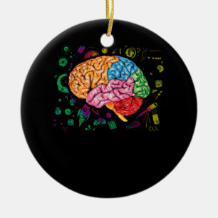 Neurolog inom hjärnvetenskap och konst julgransprydnad keramik