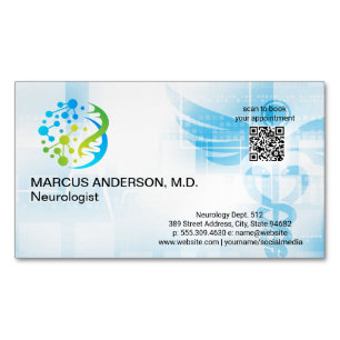 Neurologisk Logotyp Medicinsk bakgrund Magnetiska Visitkort