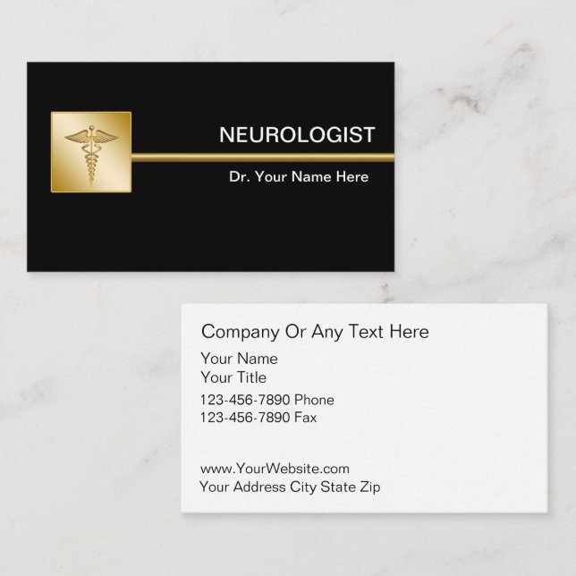Neurologist - medicinska Affärskort i klass Visitkort (Fram/baksida)