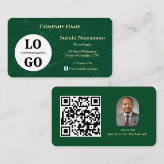 Neurology Business Card Custom Logo Emerald Green Visitkort