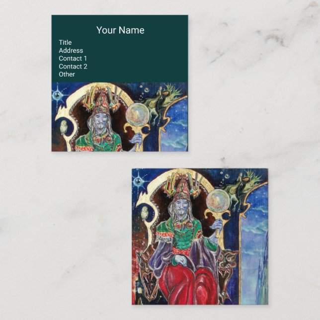 NEUROMANCER,Astrolog, Psychic Reader Blue-Grönt Fyrkantigt Visitkort (Fram/baksida)