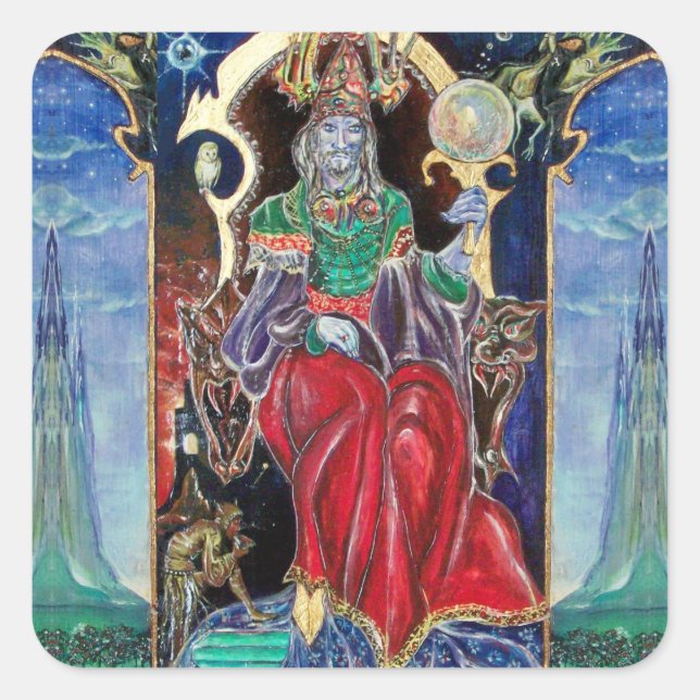 NEUROMANCER, blå röd Fyrkantigt Klistermärke (Framsida)