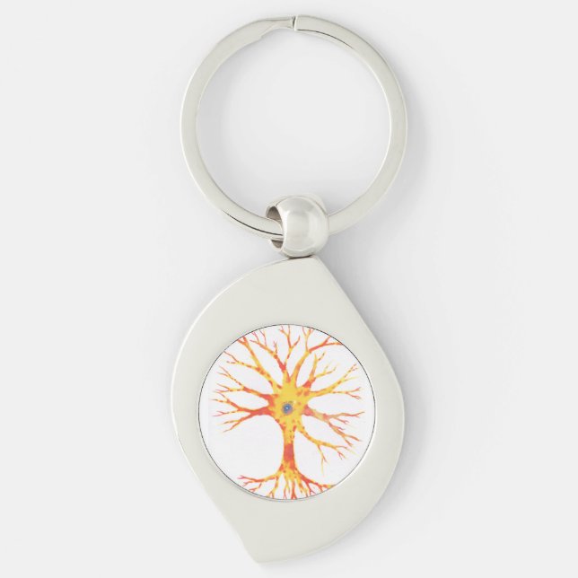 Neuron Keychain Swirl Silverfärgad Nyckelring (Framsidan)