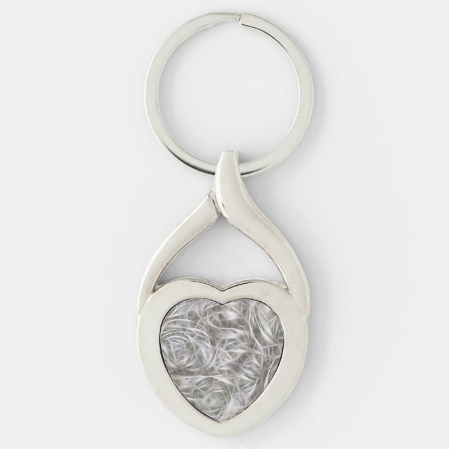 Neurons Twisted Heart Silverfärgad Nyckelring (Framsidan)
