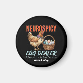 Neurospicy Ägghandlare Vintage Höna Sällsynta Text Magnet