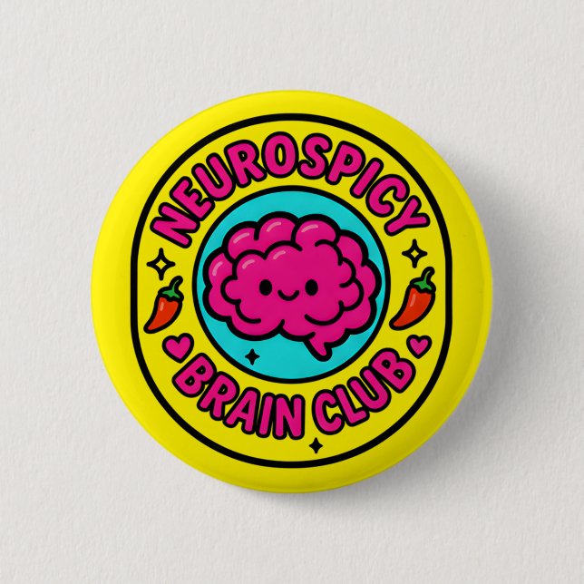 Neurospicy Brain Club Inclusive Neurodivergent Knapp (Framsida)