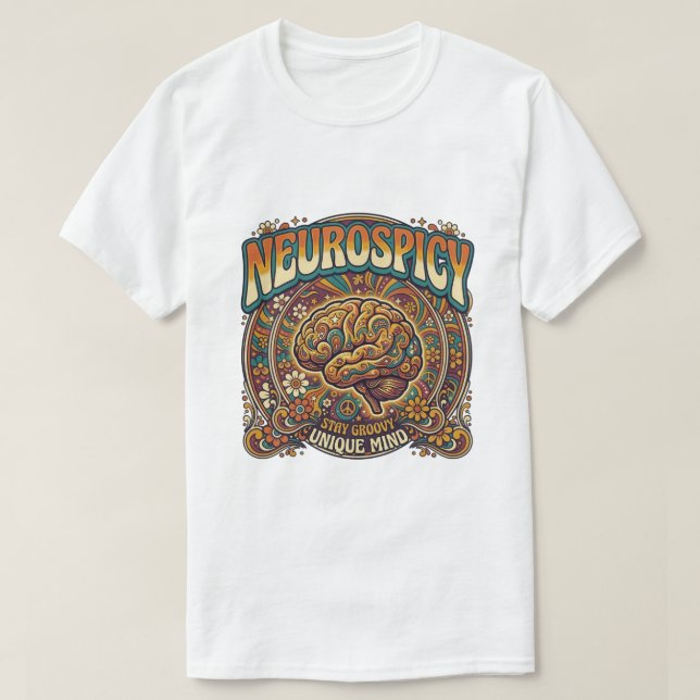 Neurospicy Brain | Groovy Retro Psychedelic Tee (Design framsida)
