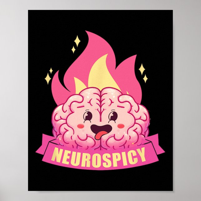 Neurospicy Neurodiversity Adhd Asd Autism Kawaii B Poster (Framsidan)