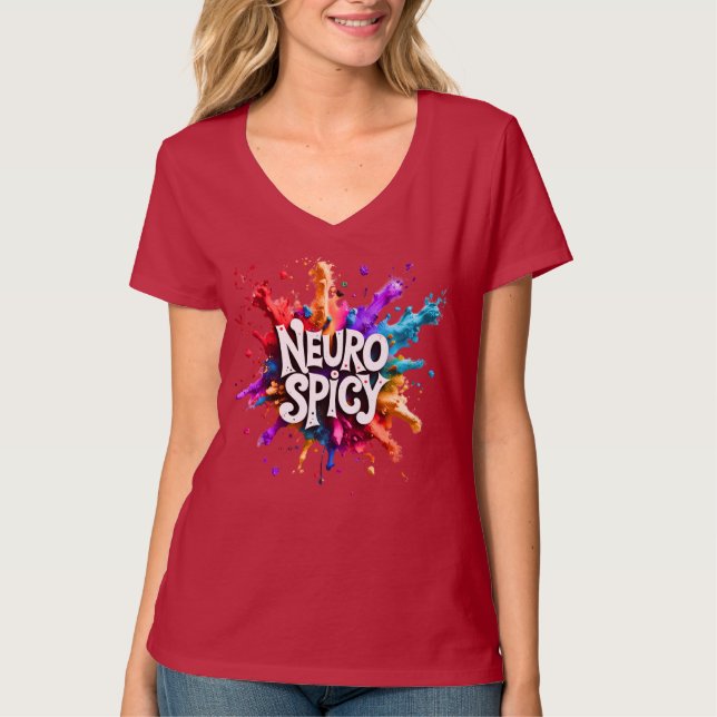 NEUROSPICY neurodiversity autism adhd dyslexia T Shirt (Framsida)