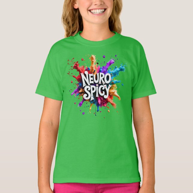 NEUROSPICY neurodiversity autism adhd dyslexia T Shirt (Framsida)