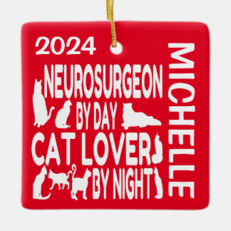 Neurosurgeon Kärlek Cats ANPASSNINGSBAR Julgransprydnad Keramik
