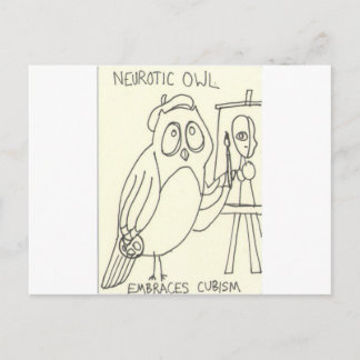 Neurotisk Uggla Embraces-kubism Vykort