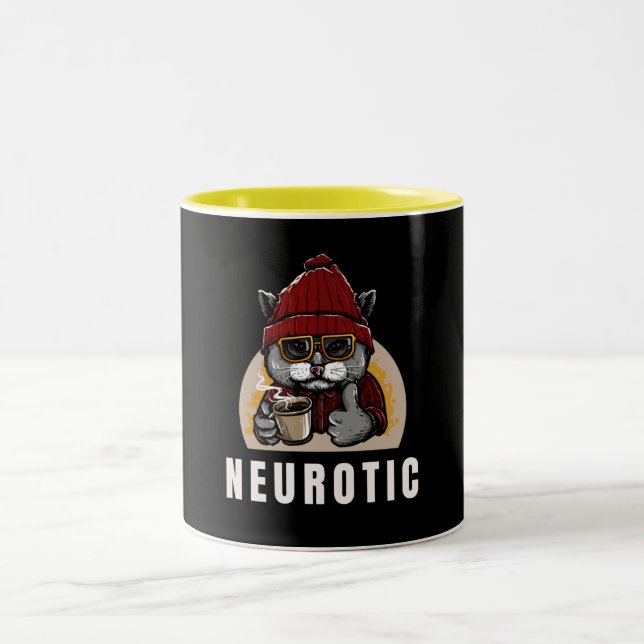 Neurotisk.. utforska de många kattens moder Två-Tonad mugg (Center)