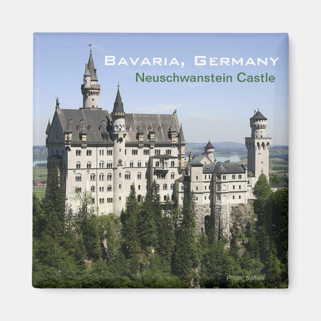 Neuschwanstein Castle Bavaria Travel Fridge Magnet (Framsidan)