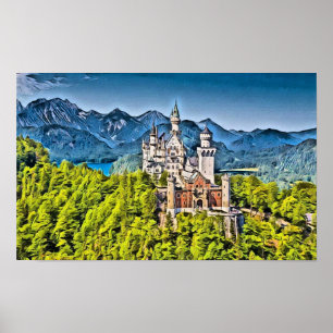 Neuschwanstein Castle Bavaria Tyskland Poster