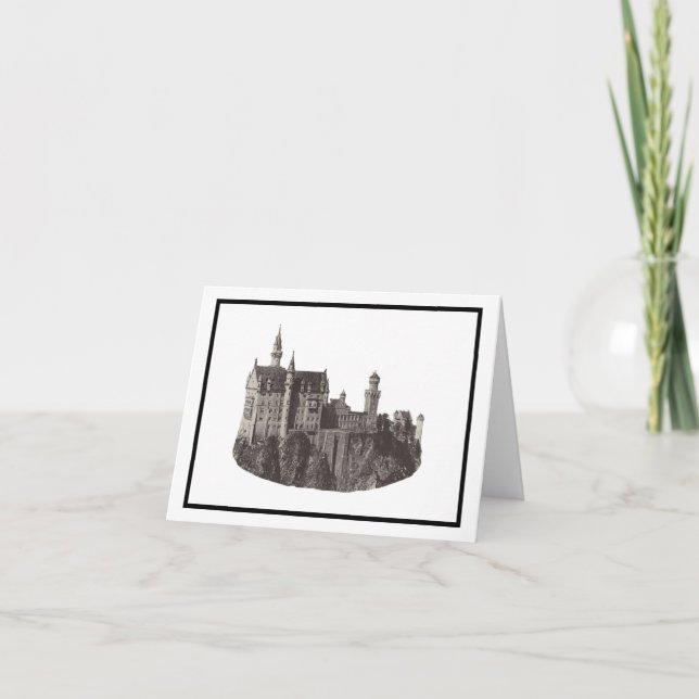 Neuschwanstein Castle Black and White Historic Art Kort (Framsida)