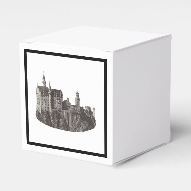 Neuschwanstein Castle Black and White Historic Art Presentaskar (Framsidan Sidan)