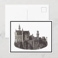 Neuschwanstein Castle Black and White Historic Art