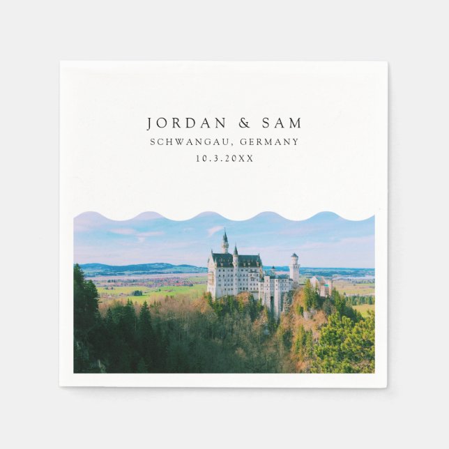 Neuschwanstein Castle Bröllop Cocktail Napkin Pappersservett (Framsidan)