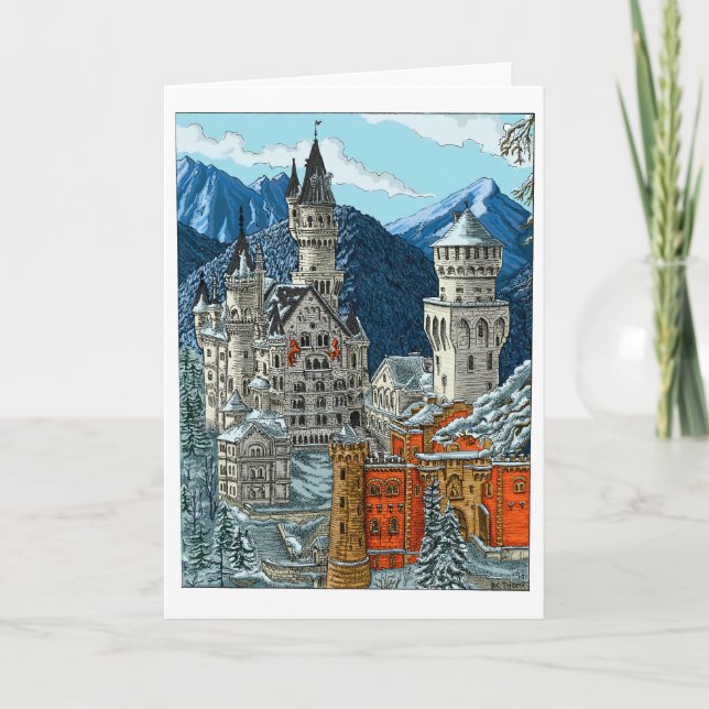 Neuschwanstein Castle - Färg - Greeting Card Helgkort (Framsida)
