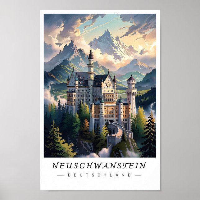 Neuschwanstein Castle Germany Wall Art, Bavaria Poster (Framsidan)