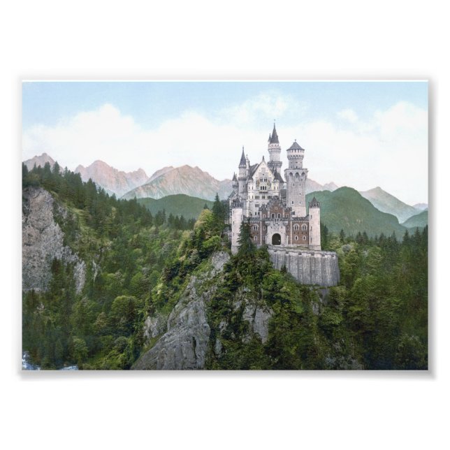 Neuschwanstein Castle Lithograph Fototryck (Framsidan)