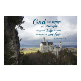 neuschwanstein castle, psalm 46 1-2 Bible verse ve Fototryck