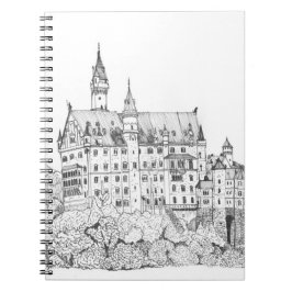 Neuschwanstein Castle Tyskland Bra Line Art Anteckningsbok