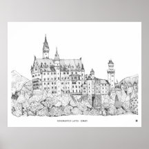 Neuschwanstein Castle Tyskland Bra Line Art
