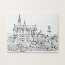 Neuschwanstein Castle Tyskland Bra Line Art