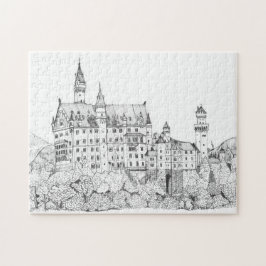 Neuschwanstein Castle Tyskland Bra Line Art Pussel
