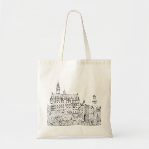 Neuschwanstein Castle Tyskland Bra Line Art Tygkasse