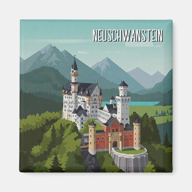 Neuschwanstein Castle Tyskland Travel Abstrakt Magnet (Framsidan)