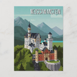 Neuschwanstein Castle Tyskland Travel Abstrakt Vykort