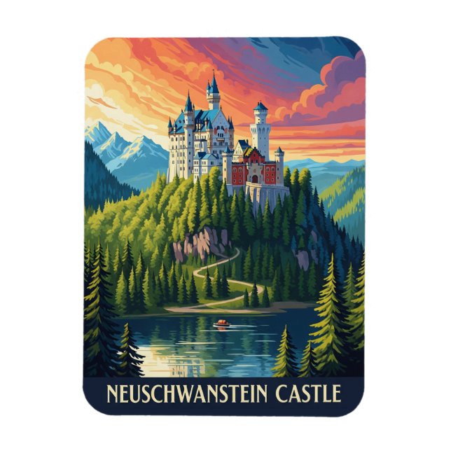 Neuschwanstein Castle Tyskland Travel Magnet (Vertikal)